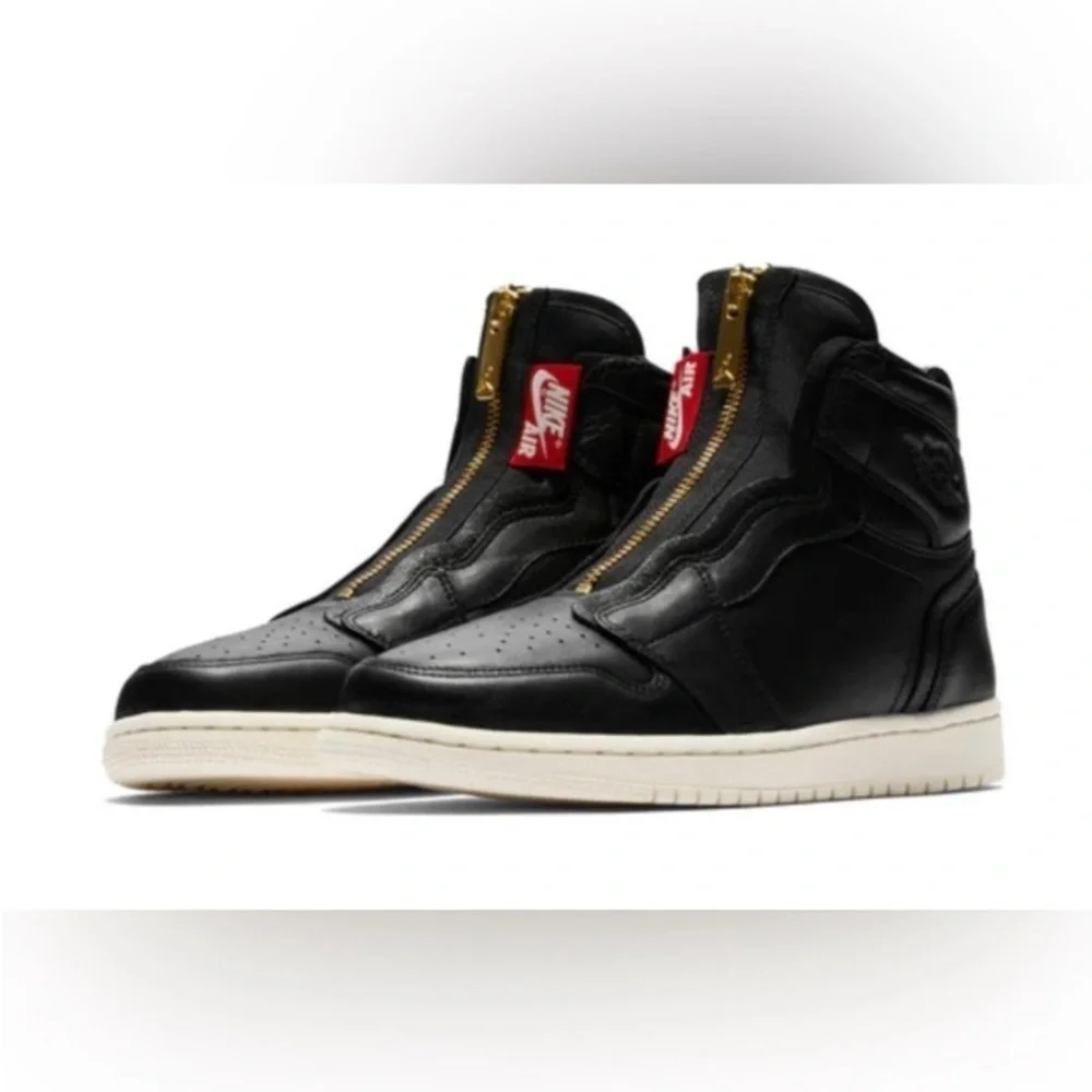 Air Jordan 1 Retro High Zip Black Sail Leather Gold Women’s 7.5 Punk Streetwear